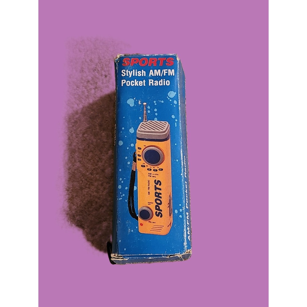 Vintage Sports Stylish AM/FM Pocket Radio Handheld Portable Yellow New in Box